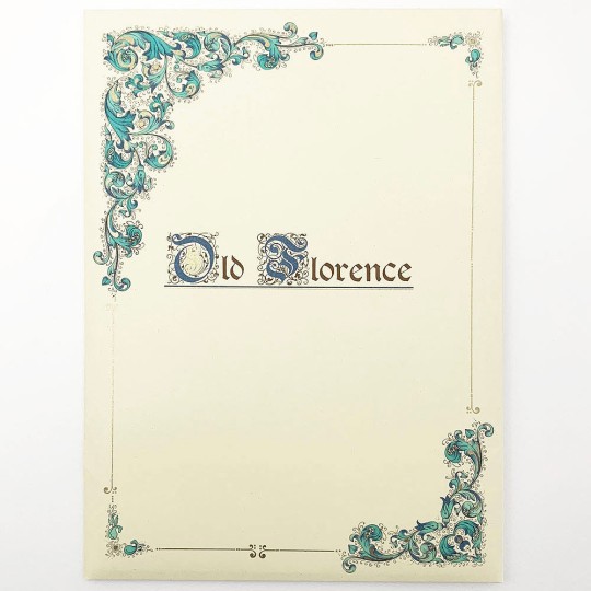 Italian Stationery Letter Writing Set in Portfolio ~ 10 sheets + 10 envelopes ~ Blue Florentine
